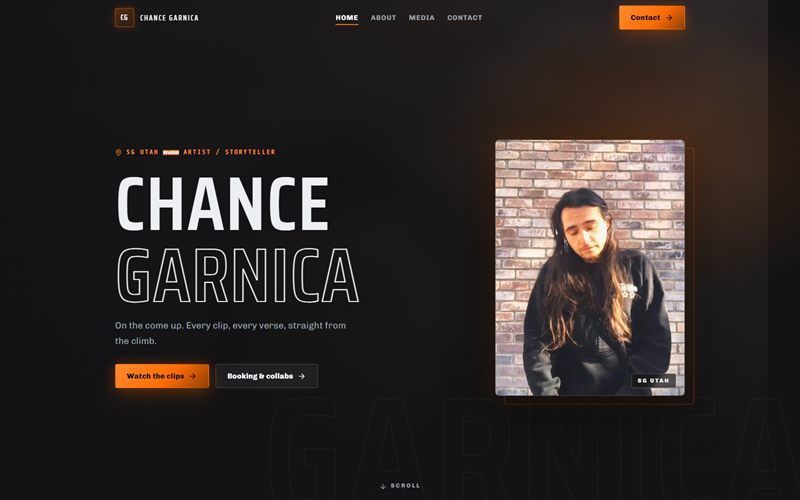 Chance Garnica website homepage