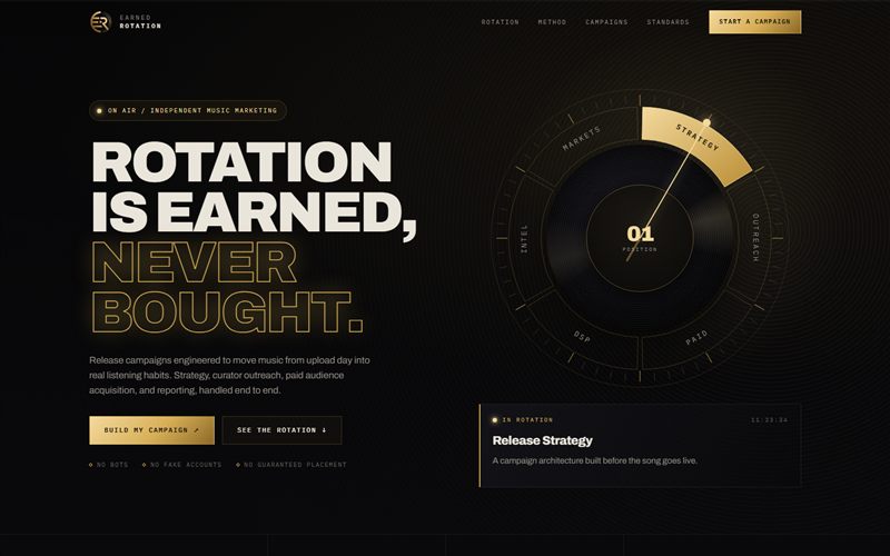 Earned Rotation website homepage