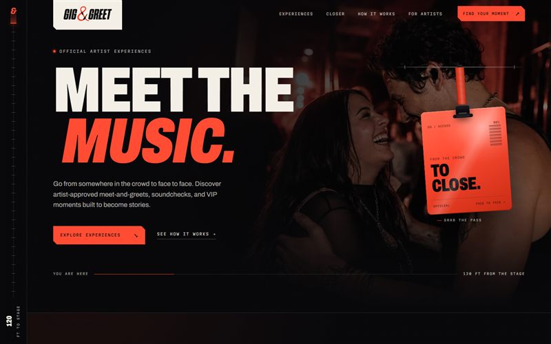Gig and Greet website homepage