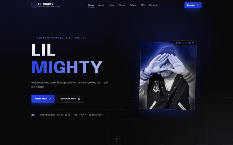 Lil Mighty website homepage