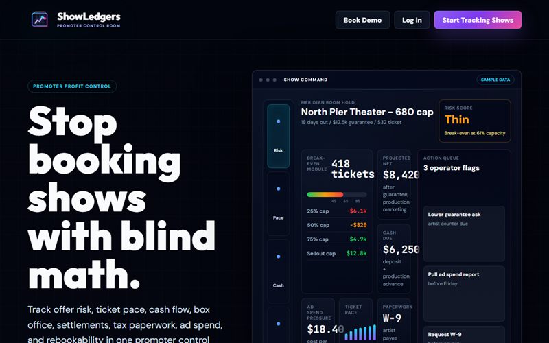 ShowLedgers website
