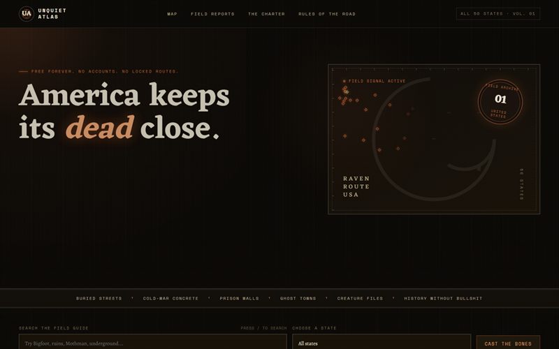 Unquiet Atlas website homepage