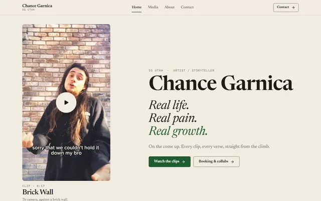 Chance Garnica website, Artist and storyteller, St. George, Utah. Desktop capture. Captured 2026-09-14.
